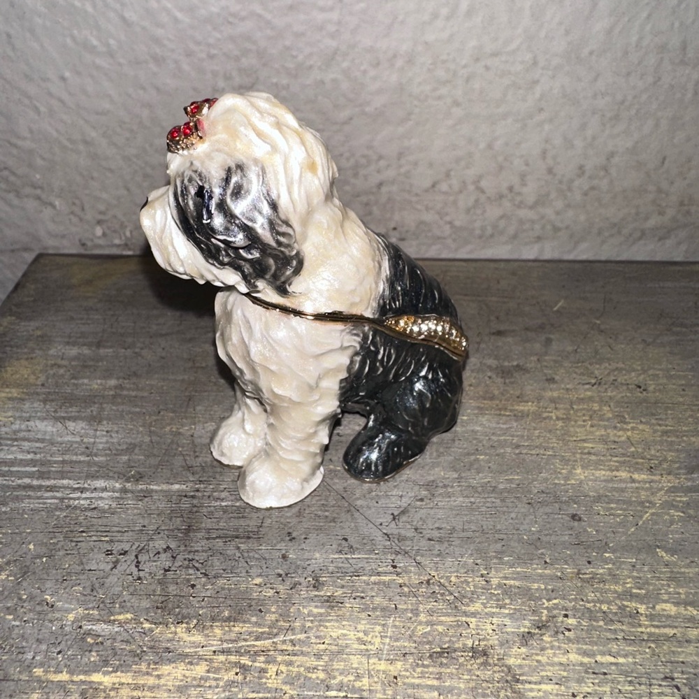 Old English Sheepdog Enamel Hinged Trinket Box - Picture 2 of 6